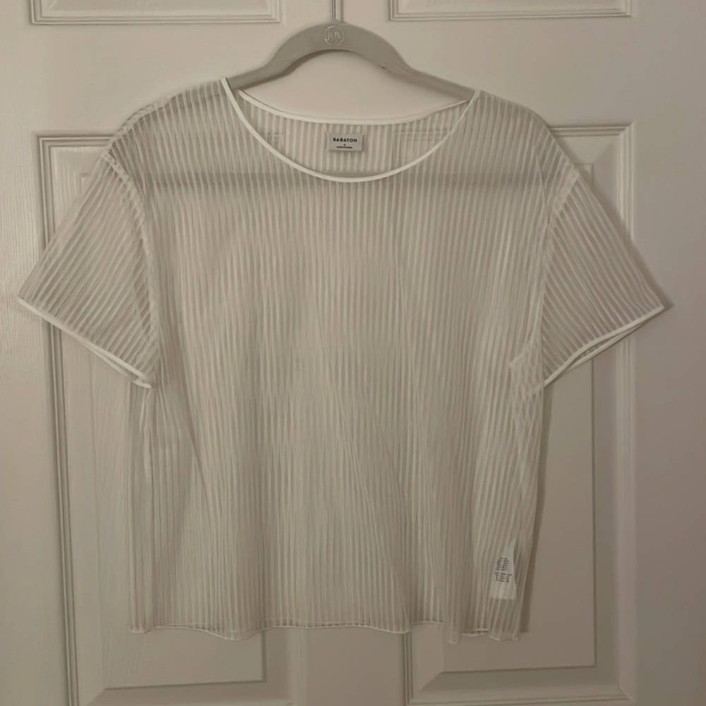 Sheer white Aritzia babaton top
